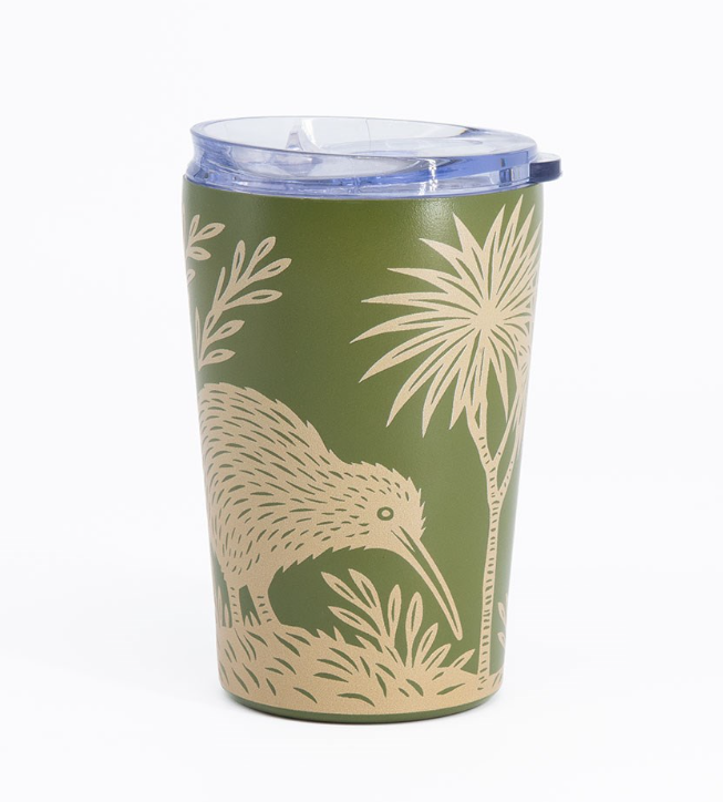 Woodcut Kiwi Coffee Cup