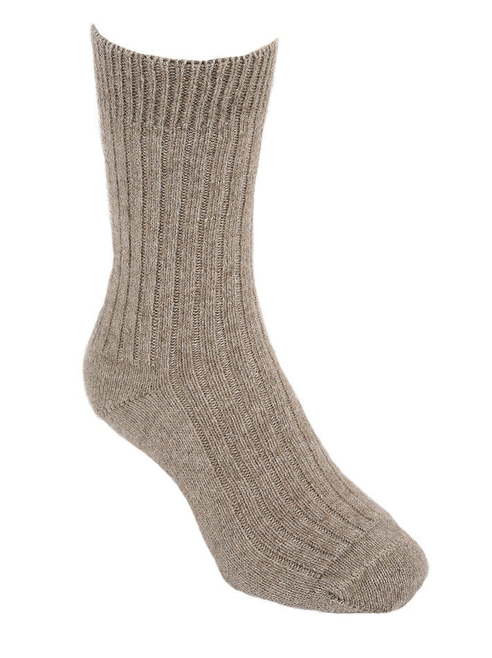 Possum Merino Ribbed Socks Natural