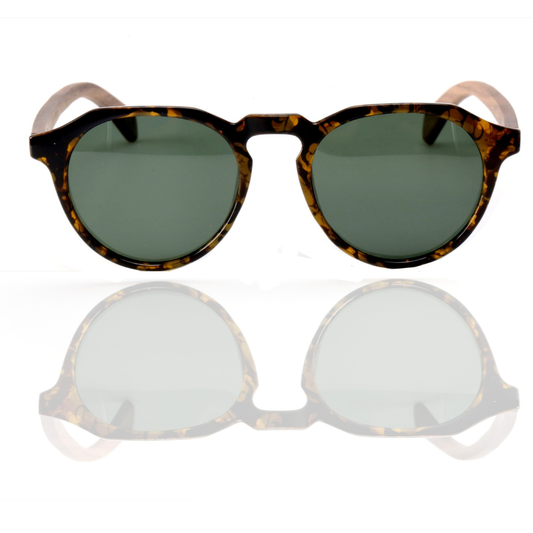 EP 11 Wood Arm Torte Sunglasses with Green Lens
