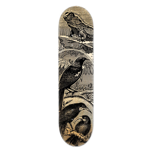 Tuatara Tui & Huia Skate Deck Art