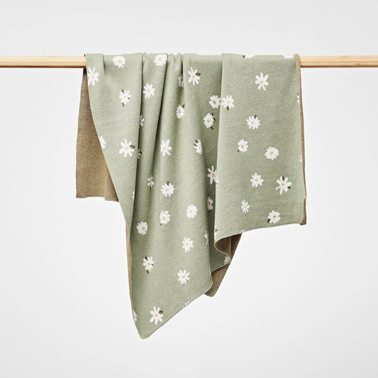 Daisy Blanket in Thyme Organic Cotton