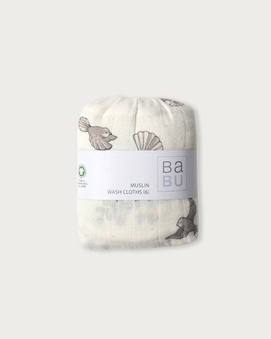 Muslin Wash Cloths (6 Pack) - Piwakawaka