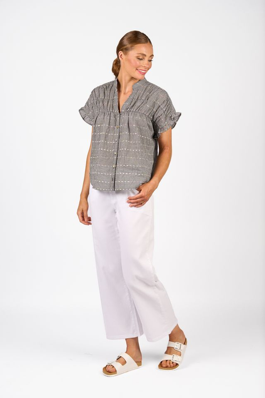 Knewe Addison Top-Black Check