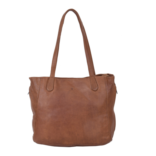 Adele Leather Large Shoulder Bag - Riley Cognac