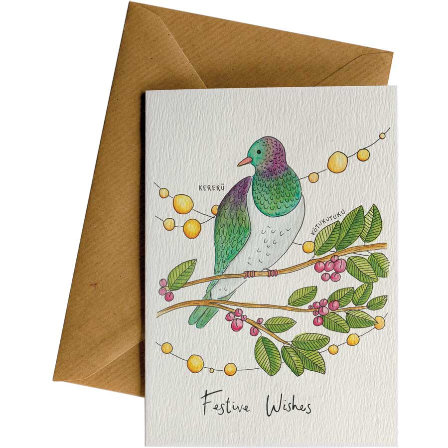 Little Difference Kereru Festive Wishes Card