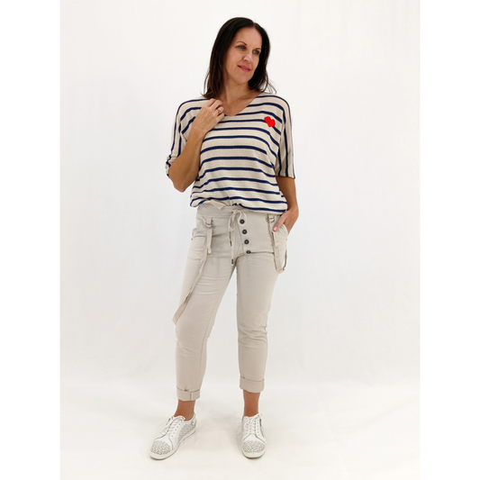 Giana Skinny Fit Cargo Cream