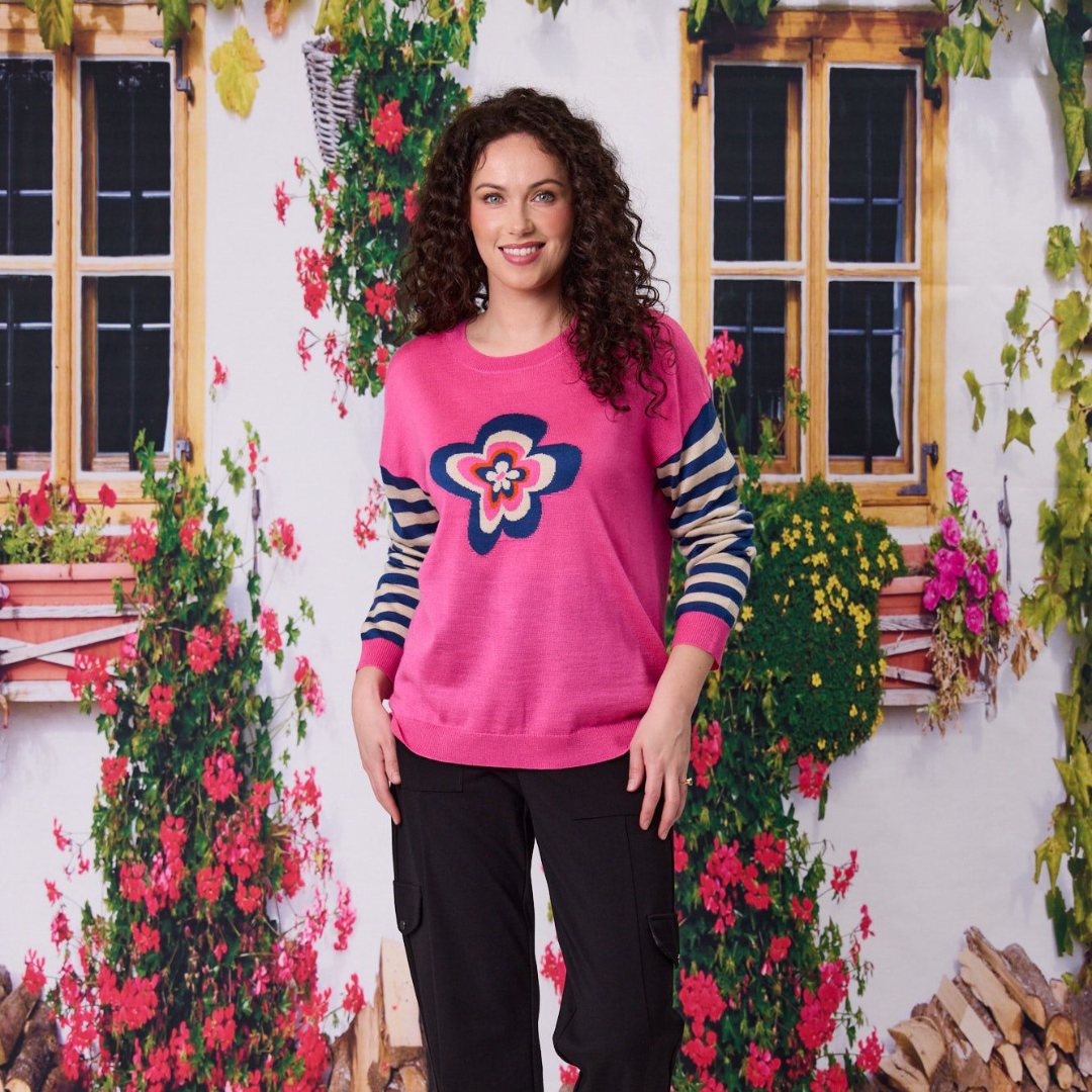 Merino Blend Daisy Stripe Jumper