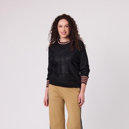 Merino Blend Stripe Trim Jumper