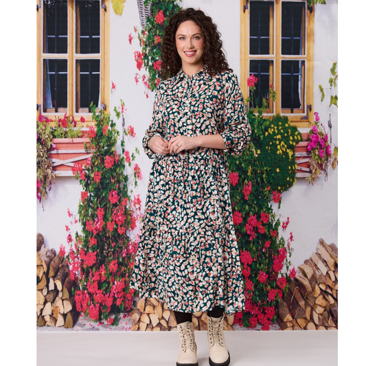 Anya Tiered Dress-Green