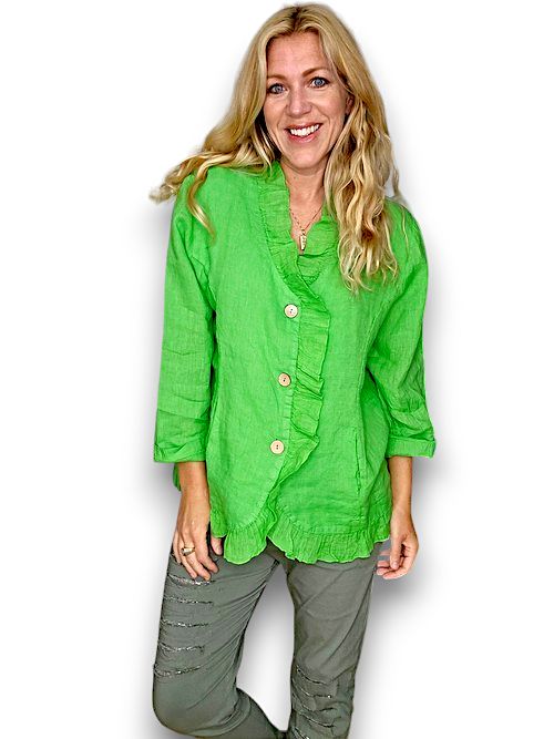 Frill and Dandy Linen Jacket Fresh Green