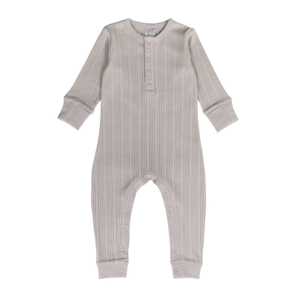 Woolbabe Long Sleeve Henley Suit-Pebble Marl