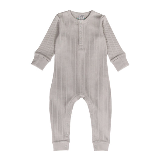 Woolbabe Long Sleeve Henley Suit-Pebble Marl