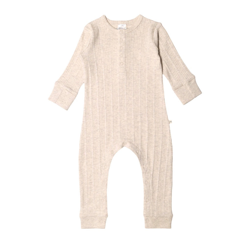 Woolbabe Long Sleeve Henley Suit-Natural Marl