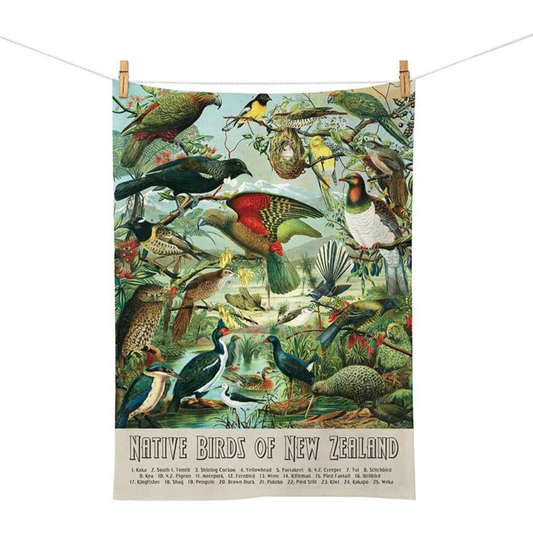Native Birds Of New Zealand Tea Towel