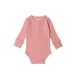 Woolbabe LS Henley Bodysuit-Dusk