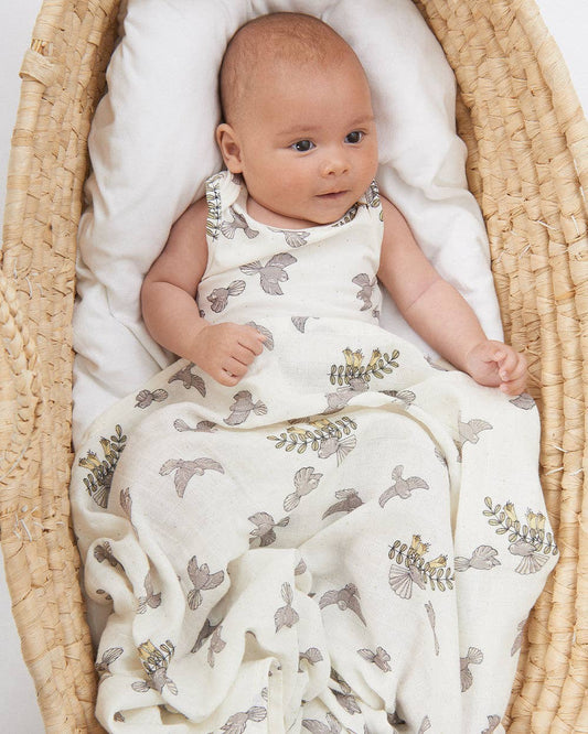Muslin Swaddle Wrap - Piwakawaka