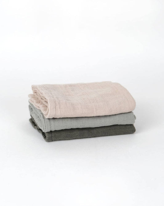 Muslin Wash Cloths (3 Pack) - Moss, Sage & Oat