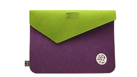 Ecofelt Laptop Bag - Ponga - Purple & Green