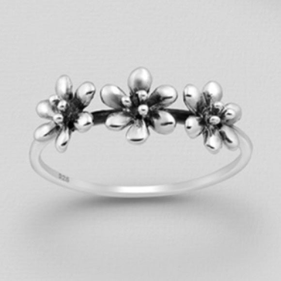 Triple Flower Ring - Sterling Silver