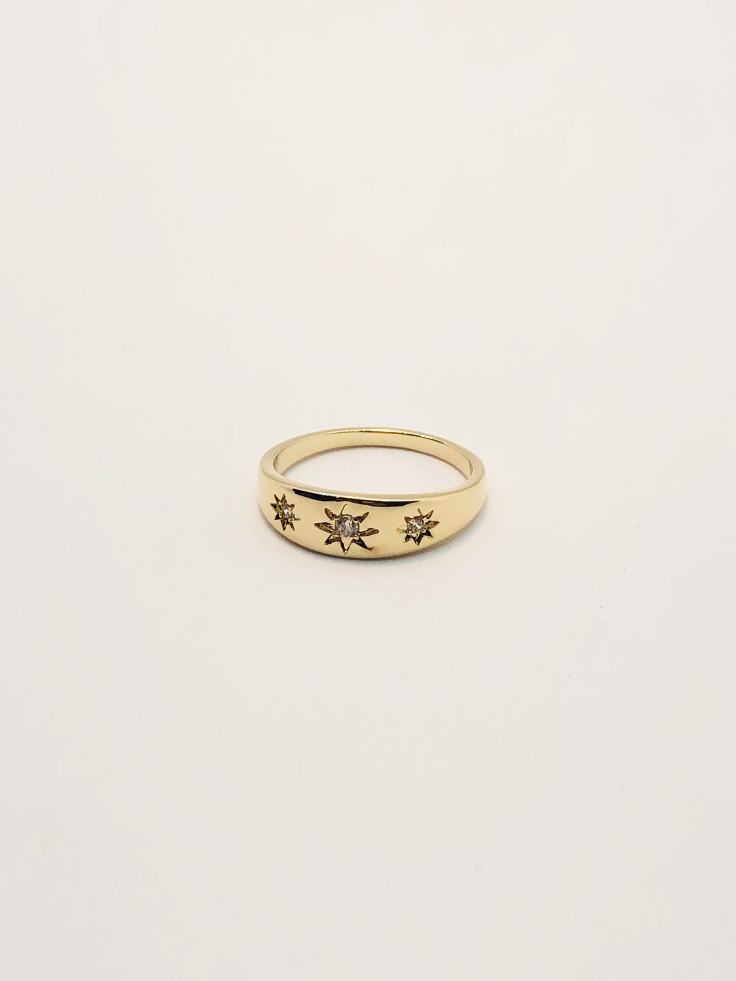 18K French Gold Ring - 3 Cubic Zirconia