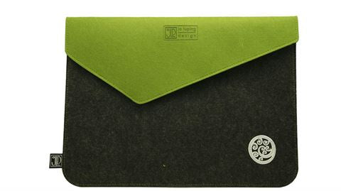 Ecofelt Laptop Bag - Ponga - Charcoal & Green