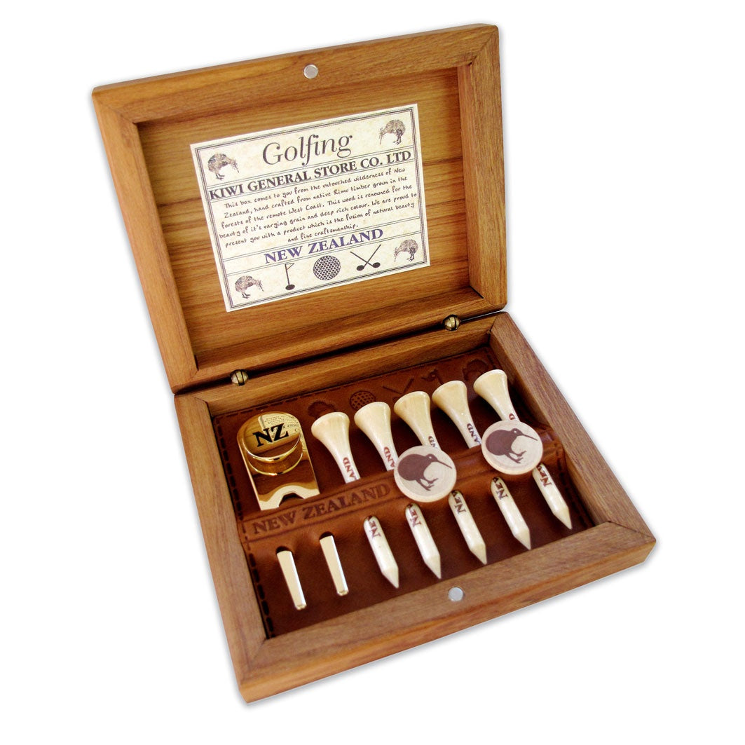 Golf Accessories in a Wooden Box