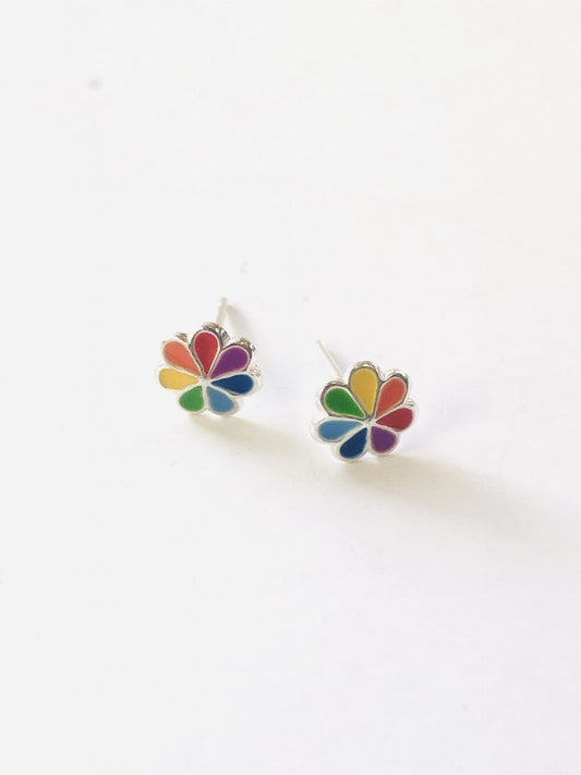 Sterling Silver Earrings - Chakra Flower Stud