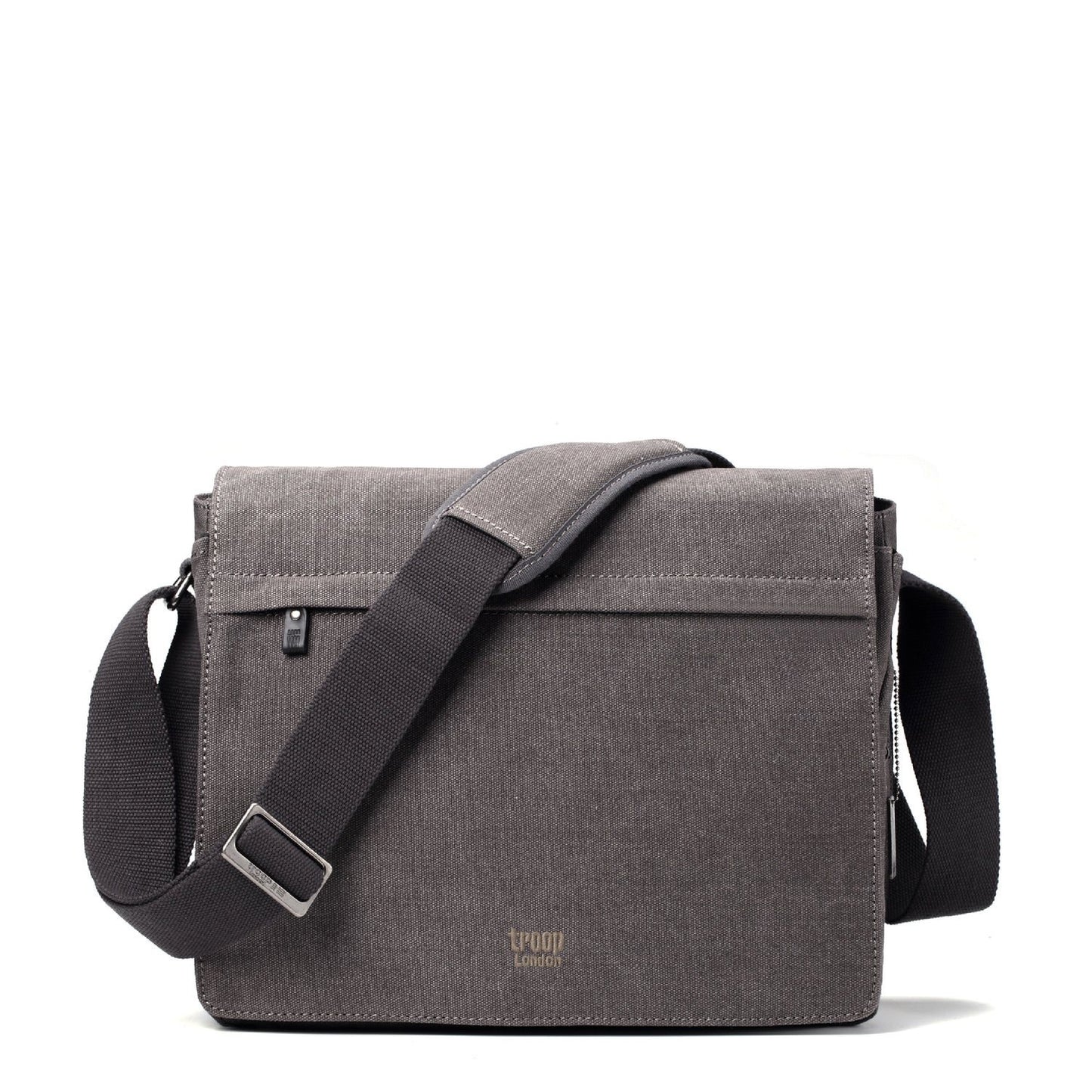 Classic Large Flap Front Messenger Bag - Charcoal