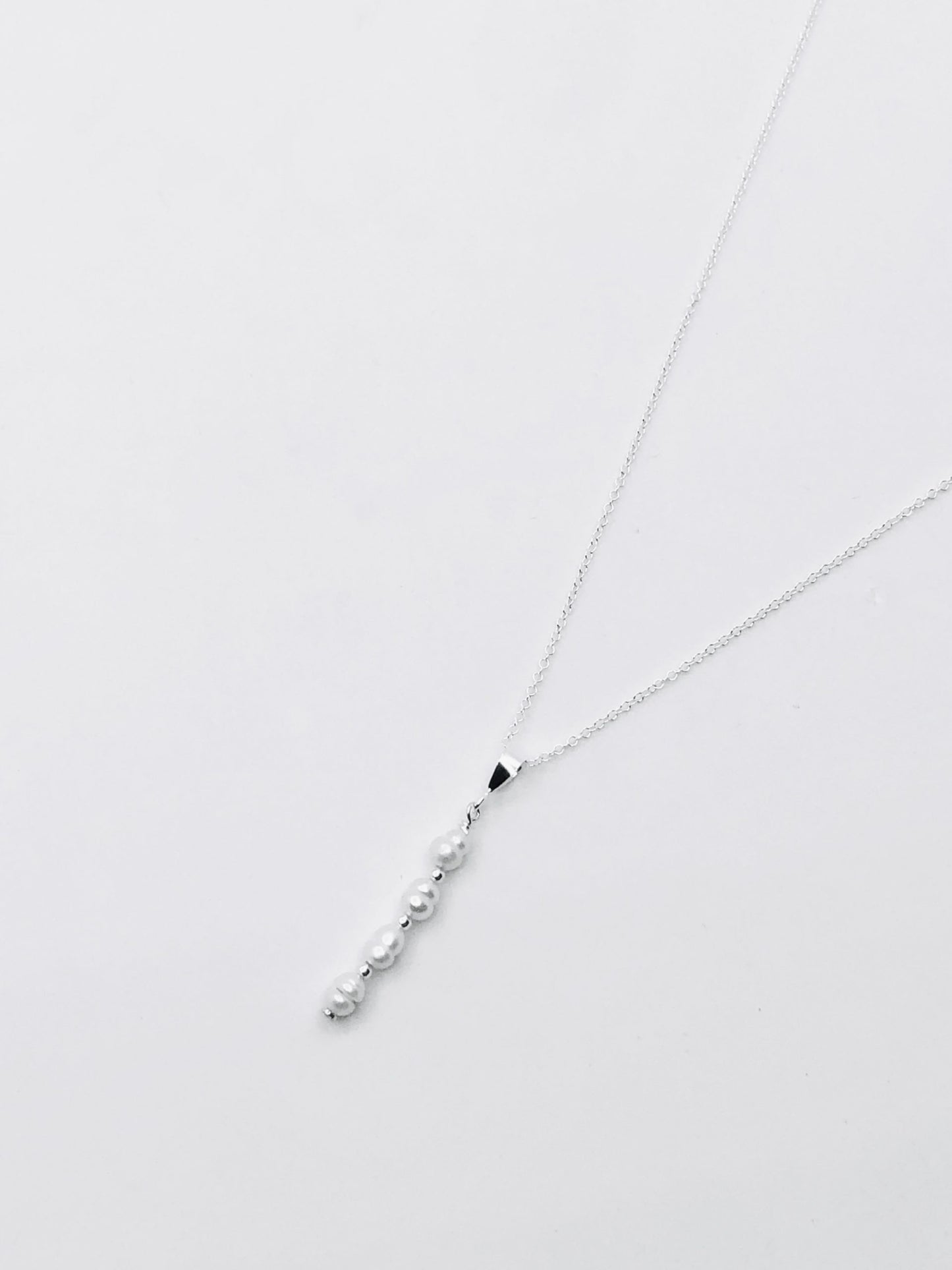 Sterling Silver Necklace - 4 Pearls