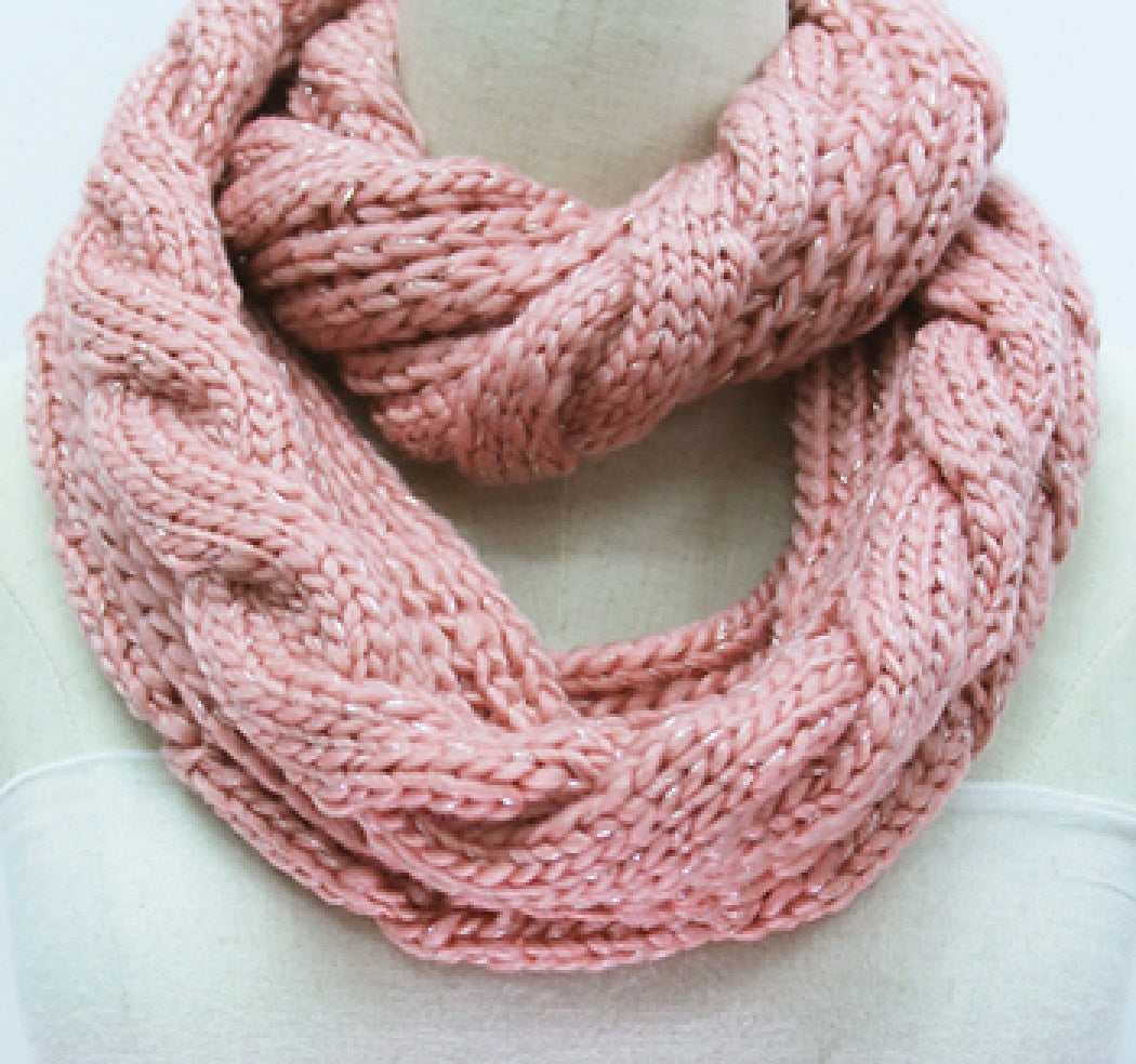 Chunky Cable Knit Snood - Pink