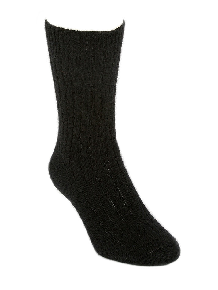 Possum Merino Ribbed Socks Black