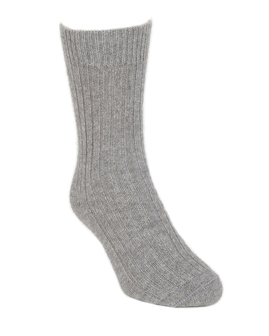 Possum Merino Ribbed Socks Silver