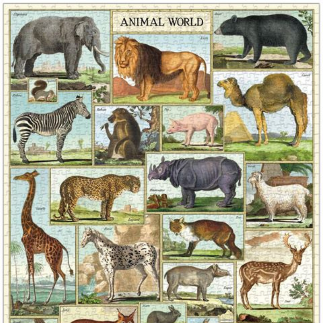 Cavallini Vintage Puzzle Animal World