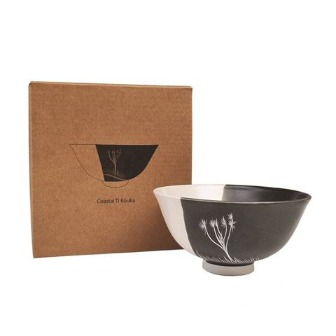 Jo Luping Coastal Ti Kouka Black & White Porcelain Bowl