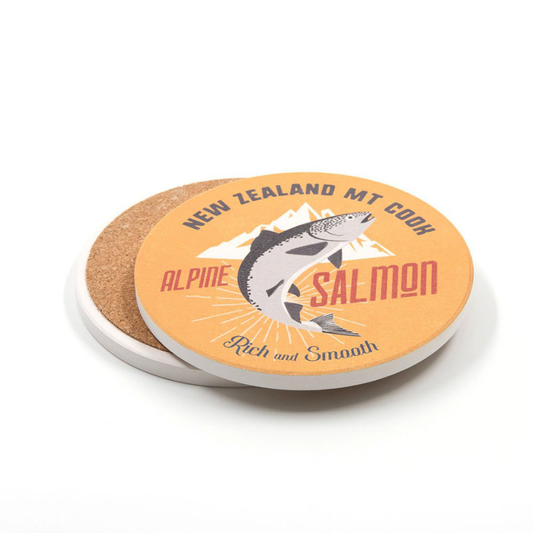 Ceramic Coaster Mt Cook NZ Alpine Salmon