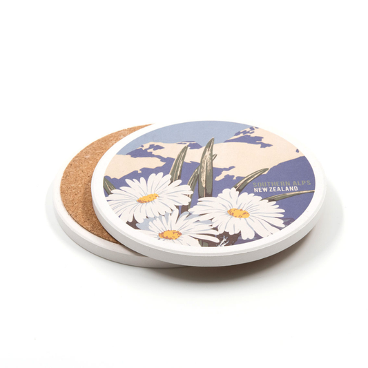 Ceramic Coaster Southern Alps Mountain Daisy