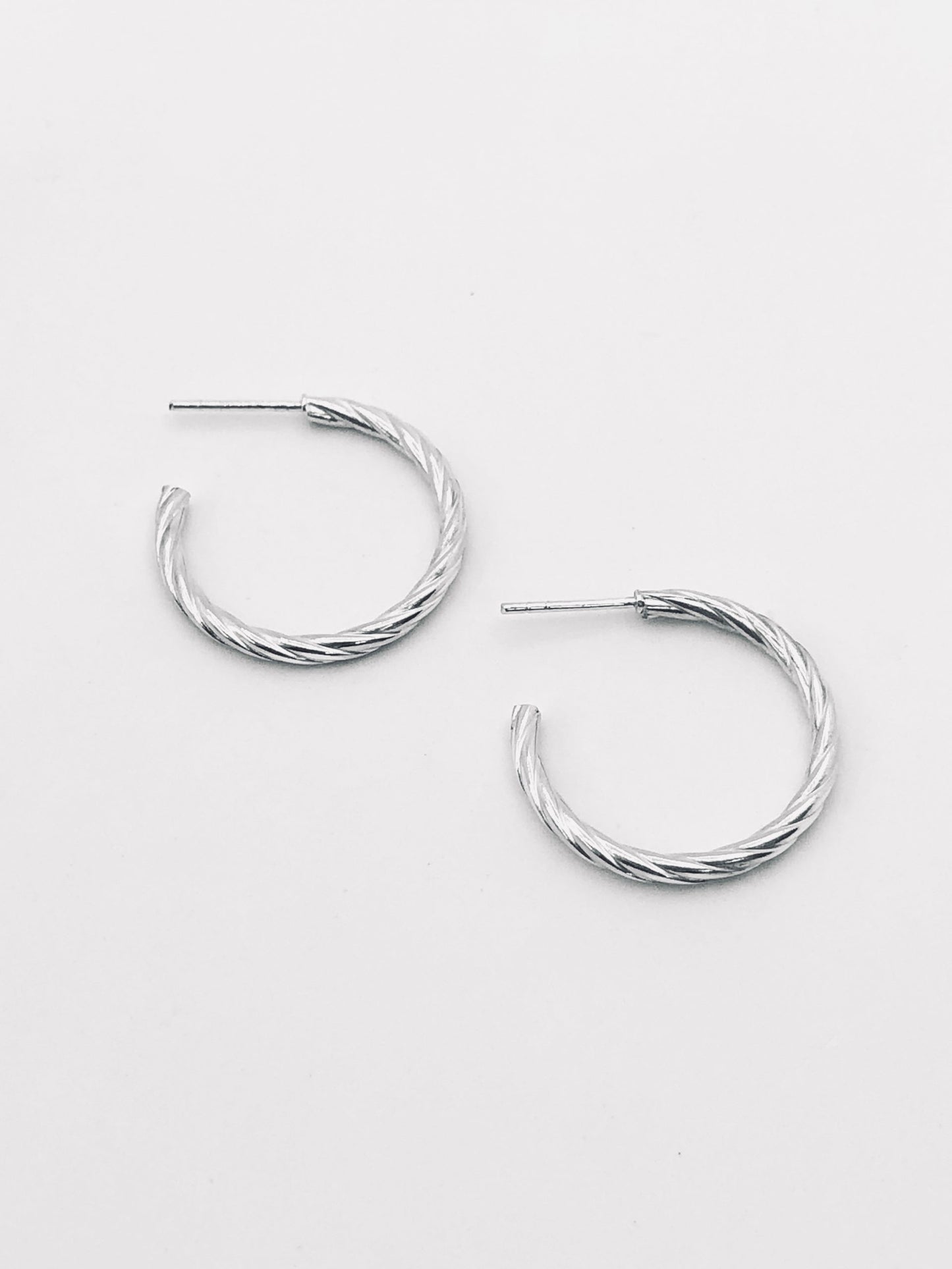 Sterling Silver Twisted Open Hoop Earrings