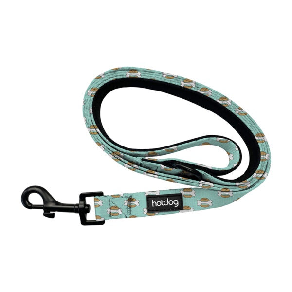 Hot Dog Leash - Bone Burger Aqua