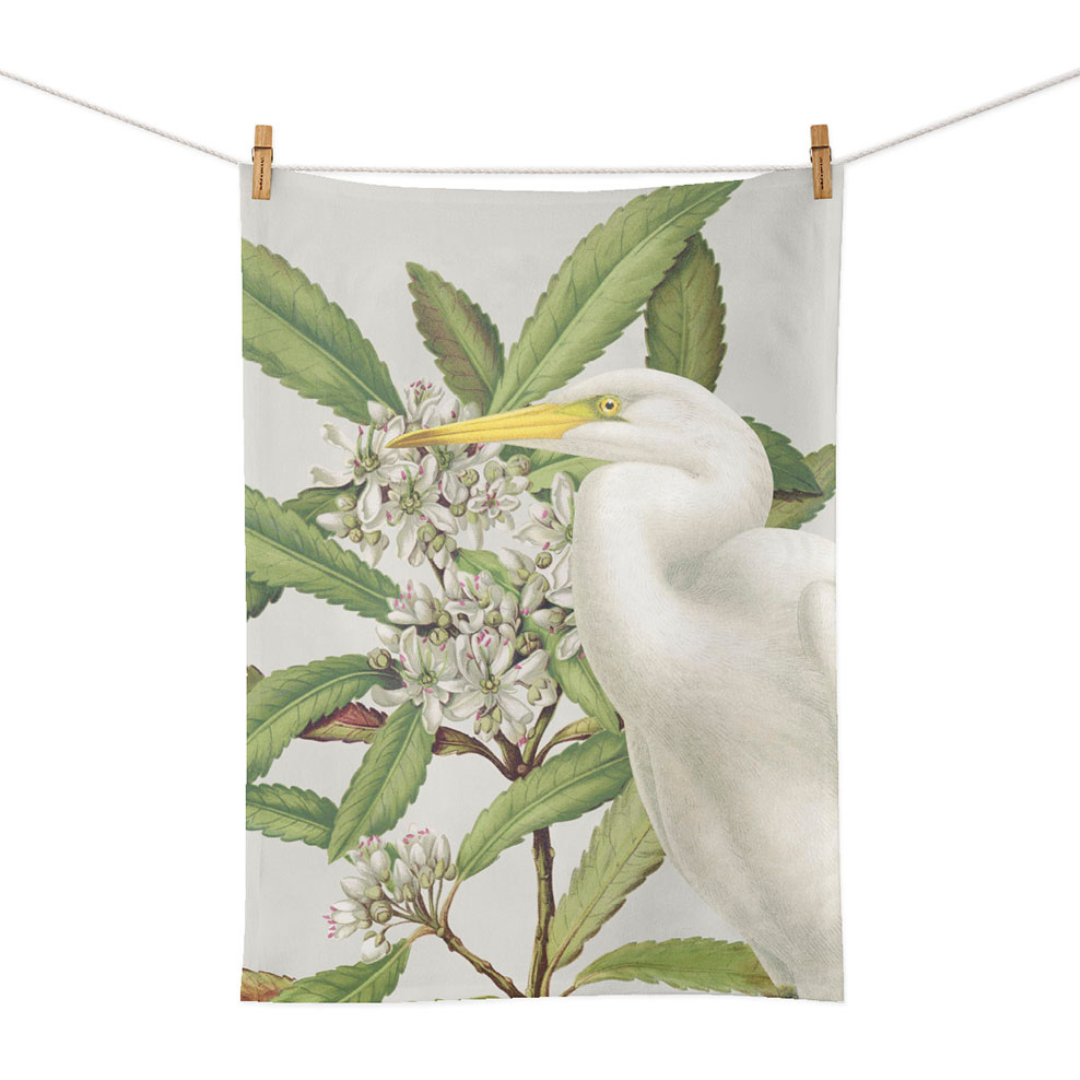 NZ White Heron & Tawari Tea Towel