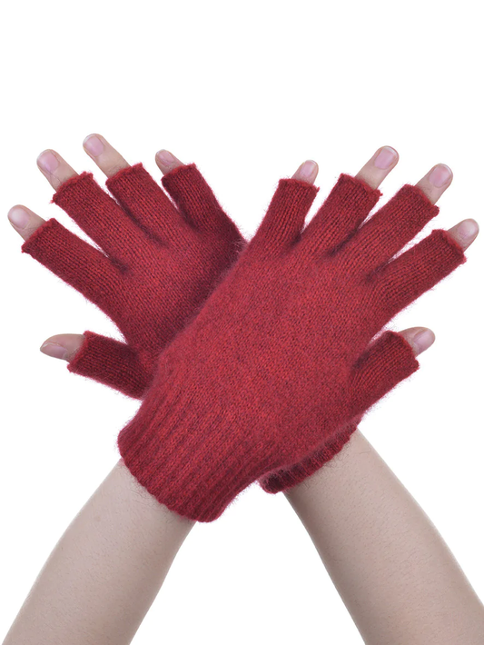 Open Finger Gloves - Red