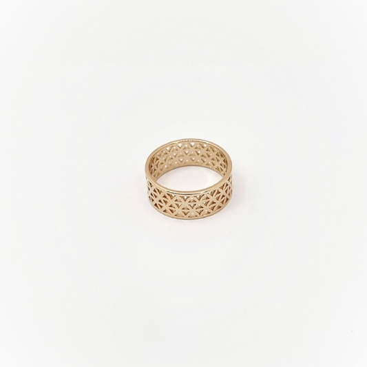 18K French Gold Ring Ecran Fleuri