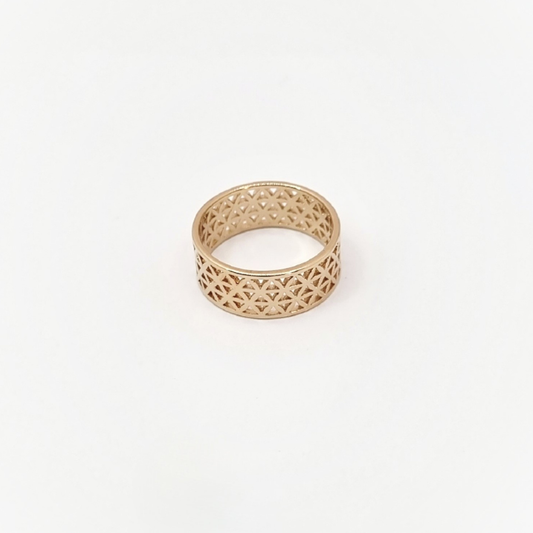 18K French Gold Ecran Fleuri Ring