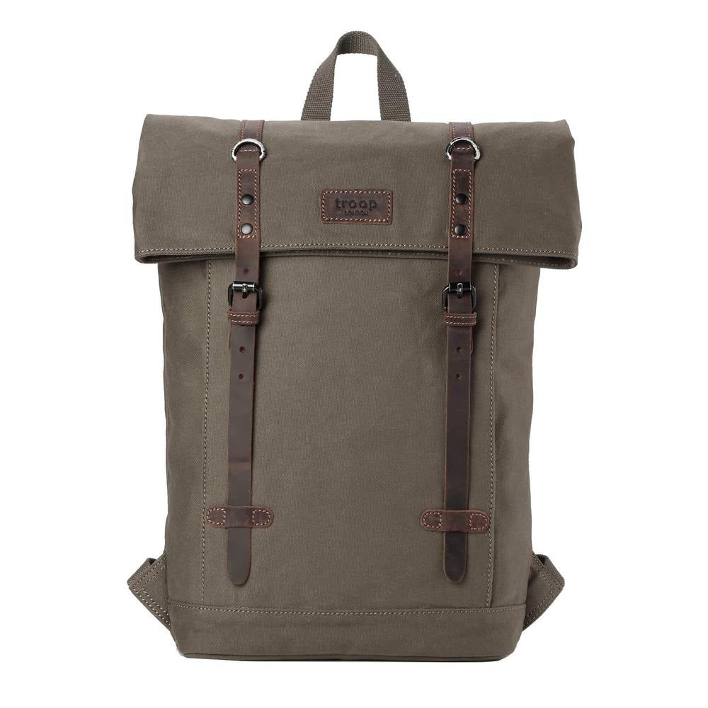 Troop London Edison Waxed Canvas Backpack - Olive