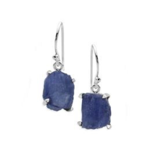 Raw Tanzanite Hook Earrings