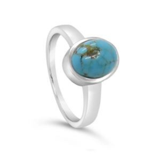 Turquoise Bezel Set Sterling Silver Ring