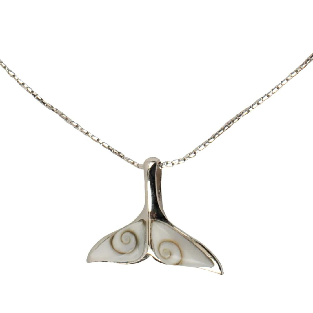 Sterling Silver Cats Eye Whale Tail Necklace