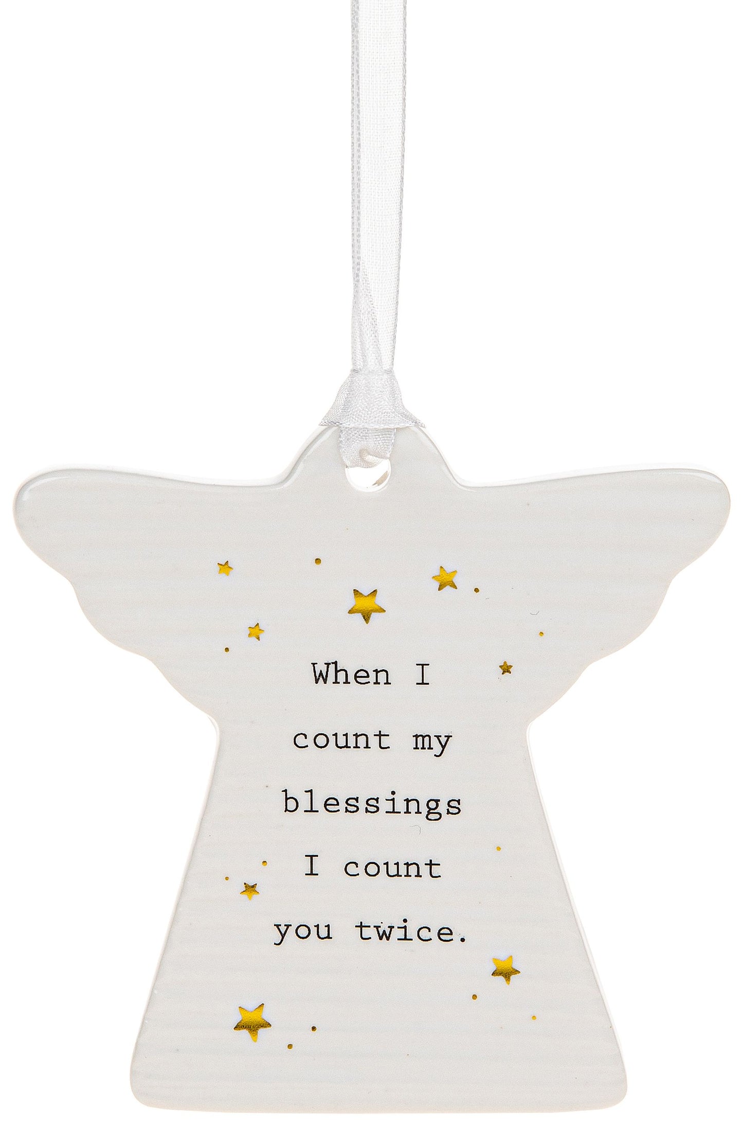 Ceramic Angel Plaque - Count Blessings Twice