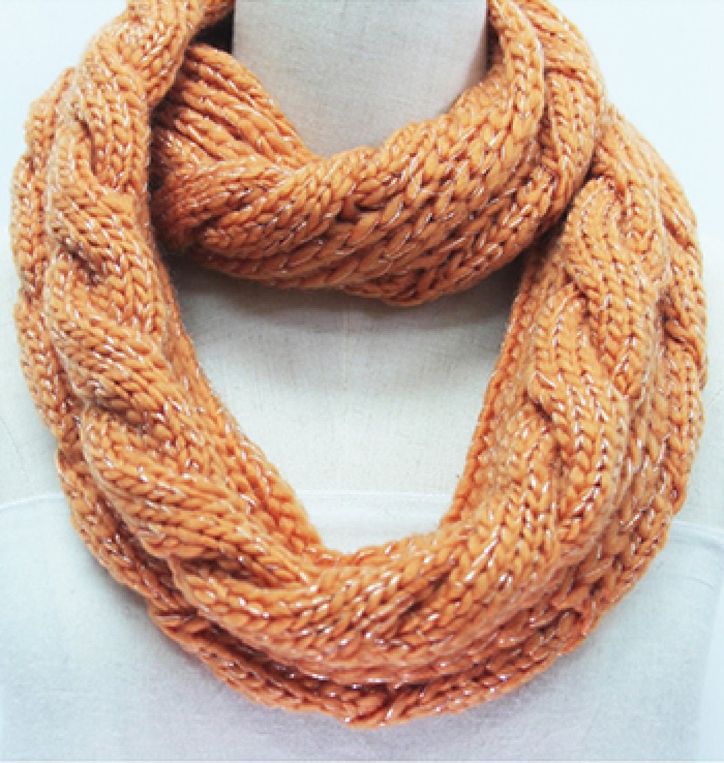 Chunky Cable Knit Snood - Orange