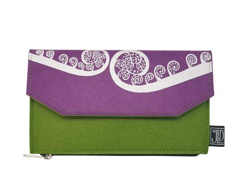 Ecofelt Wallet - Ponga - Purple & Green