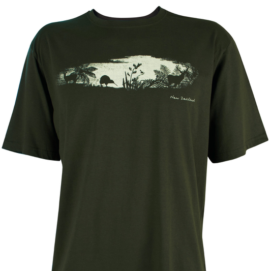 Kiwi Silhouette Adults Tee Shirt Khaki